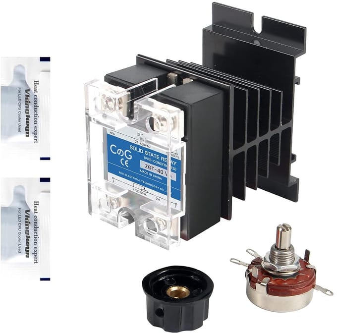 Eenfase Solid State Relais tot 40A voor 24-480VAC met Koellichaam en Potentiometer