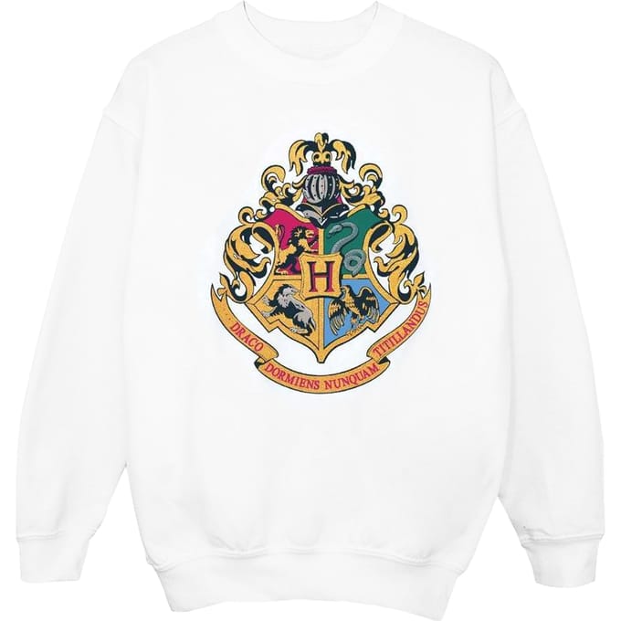 Harry Potter Jongens Sweatshirt met Gouden Inkt en Zweinsteinrest (Wit)