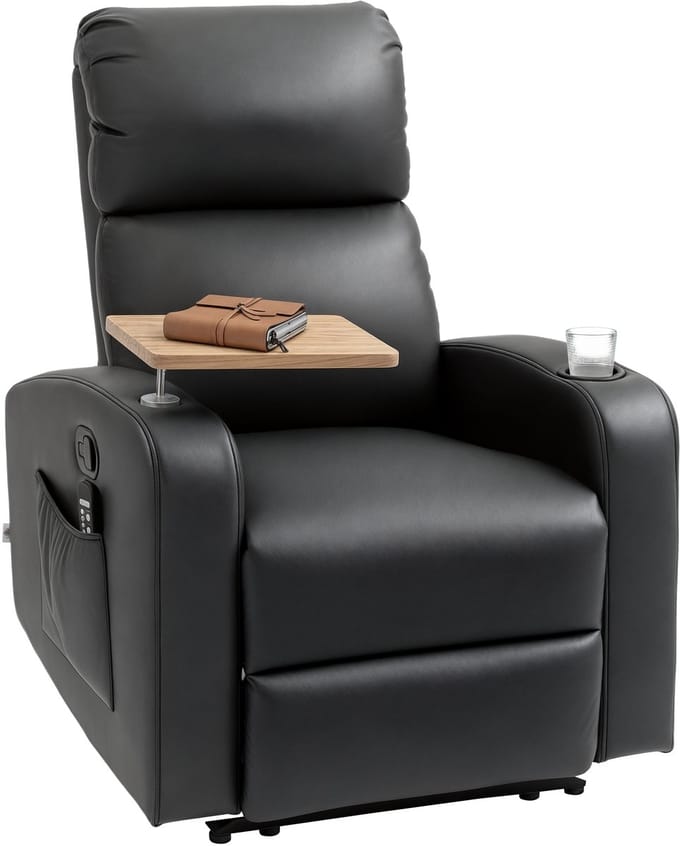 HOMCOM-Massagesessel-Stahl, Mikrofaserstoff-77L x 93B x 105H cm-Schwarz