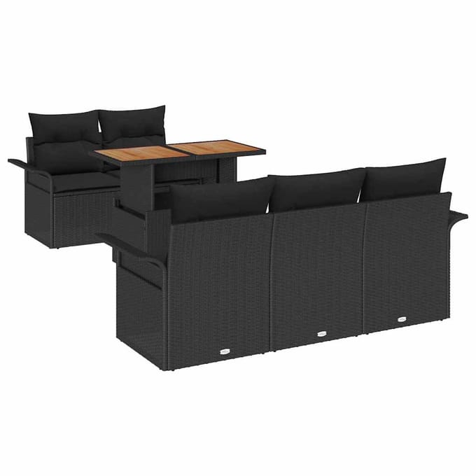 vidaXL - Tuinbank - Set - 6 - st - Zwart - poly - rattan
