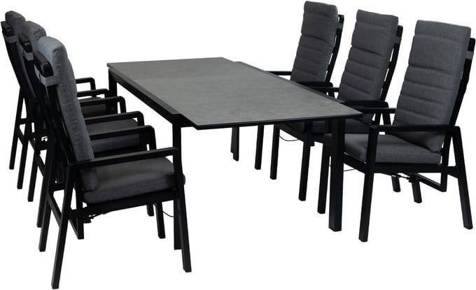 Tuinset Berlijn/Mallorca | 6 personen | Verstelbaar | Rechthoekig 180/240 cm | Aluminium & keramiek