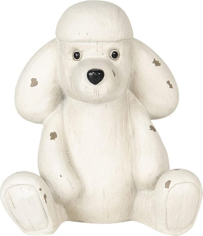 Clayre & Eef Beeld Hond 14x12x16 cm Wit Polyresin Woonaccessoires