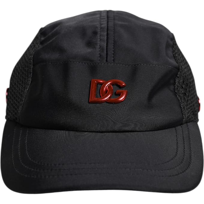 Dolce & Gabbana Zwarte Nylon DG Logo 6 Panelen Baseballpet