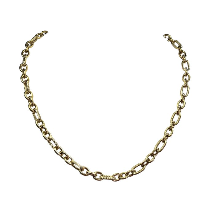 FlowJewels - schakel ketting - natuursteen - goud kleurig