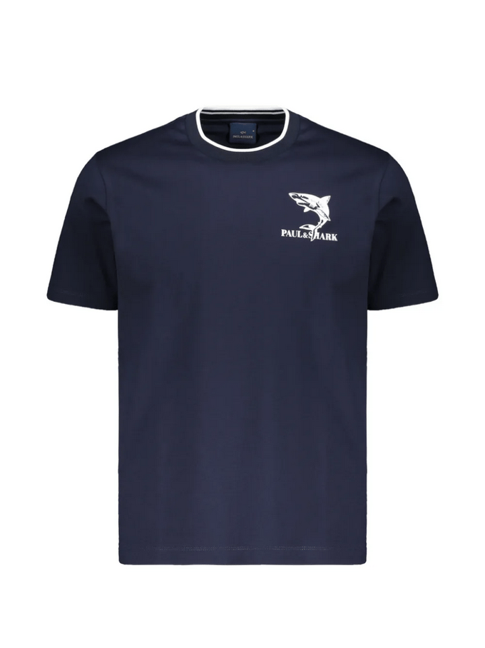 t-shirt met blauwe borstafdruk