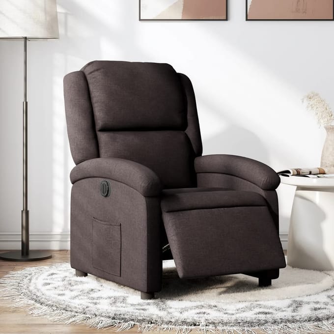 vidaXL - Fauteuil - verstelbaar - elektrisch - stof - donkerbruin