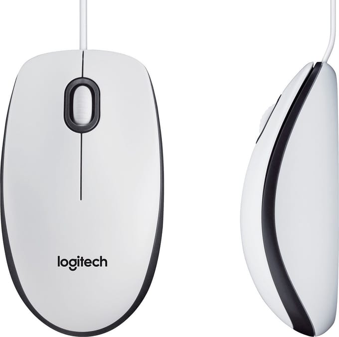 Logitech M100 - Muis - full size - USB - Muis - Optisch - 3 knoppen - Wit