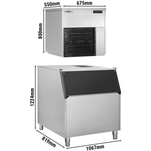 GGM Gastro Flockeneisbereiter - 565 kg / 24 h - inkl. Eisvorratsbehälter Zilver