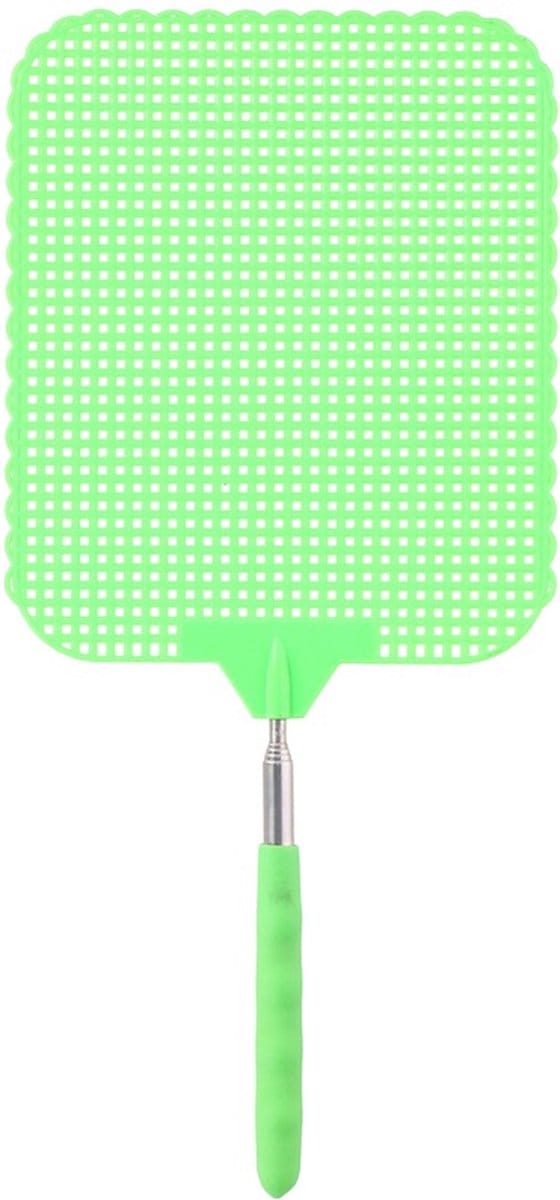 Uitschuifbare Vliegenmepper - groen - van 34 naar 76 cm - metaal/kunststof - lang