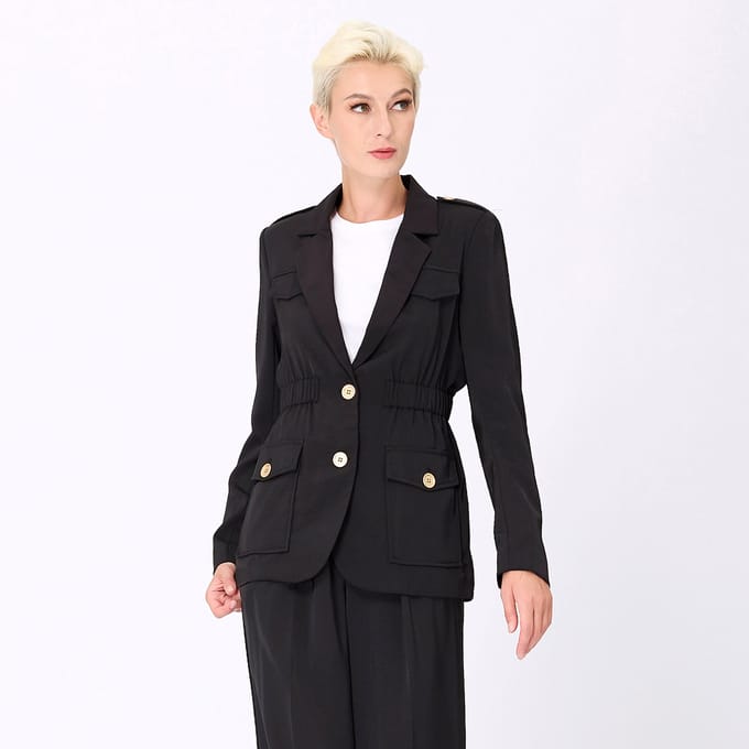 Safari blazer met verzamelde taille
