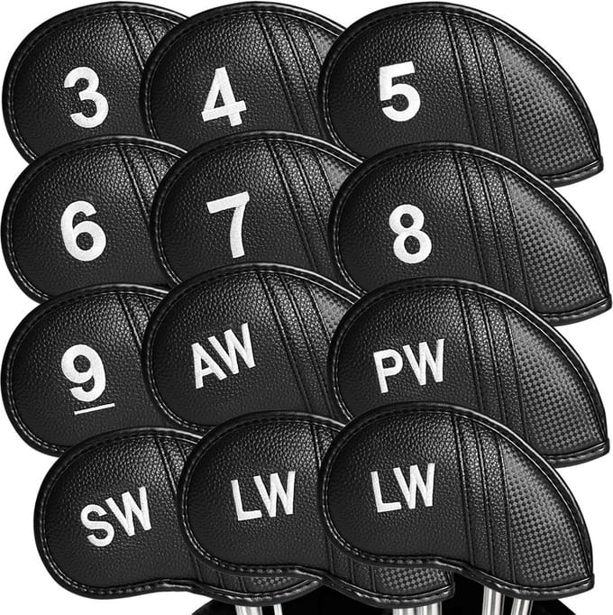 Set van 12 Waterdichte Golfijzer Hoesjes - Lange Sok met Ritssluiting en Nummering