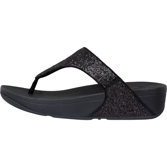 FitFlop Lulu Glitter Toe-Thongs PU Glitter Dames Slippers - Zwart Glitter