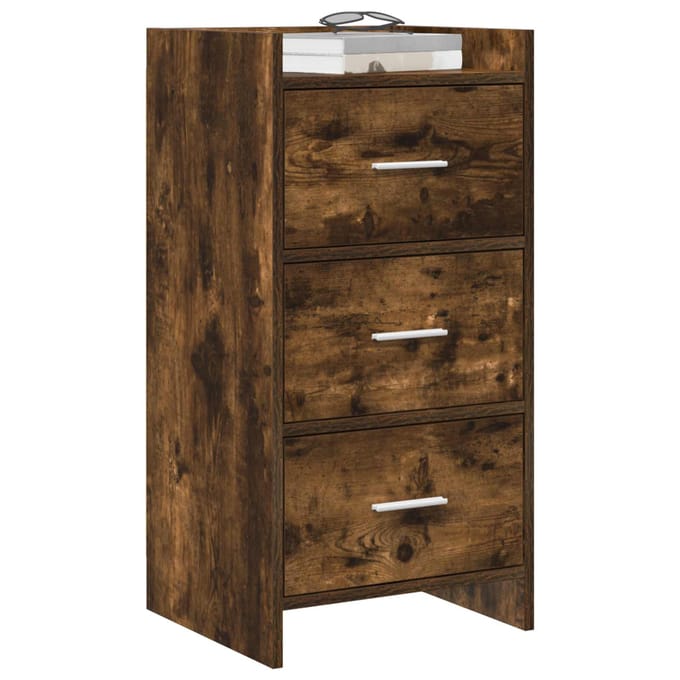 vidaXL - Dressoir - Gerookt - eiken - 40 - x - 36 - x - 80 - cm - Bewerkt - hout
