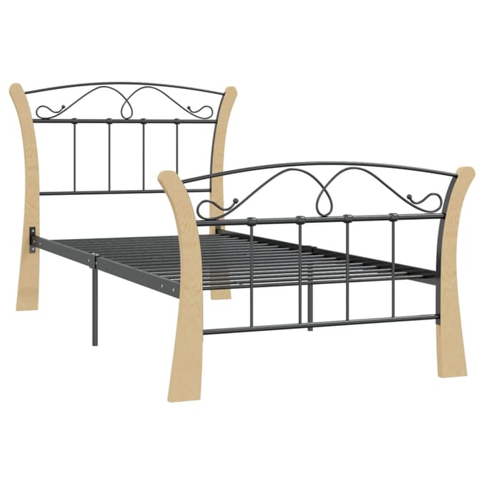 vidaXL - Bedframe - metaal - zwart - 90x200 - cm