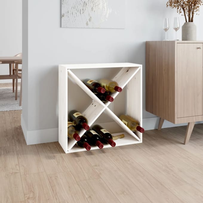 vidaXL - Wijnkast - 62x25x62 - cm - massief - grenenhout - wit