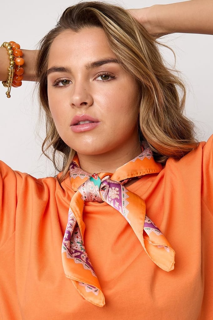 Zomersjaal met bloemenprint - Oranje - Casual - Polyester - Dagelijkse accessoires