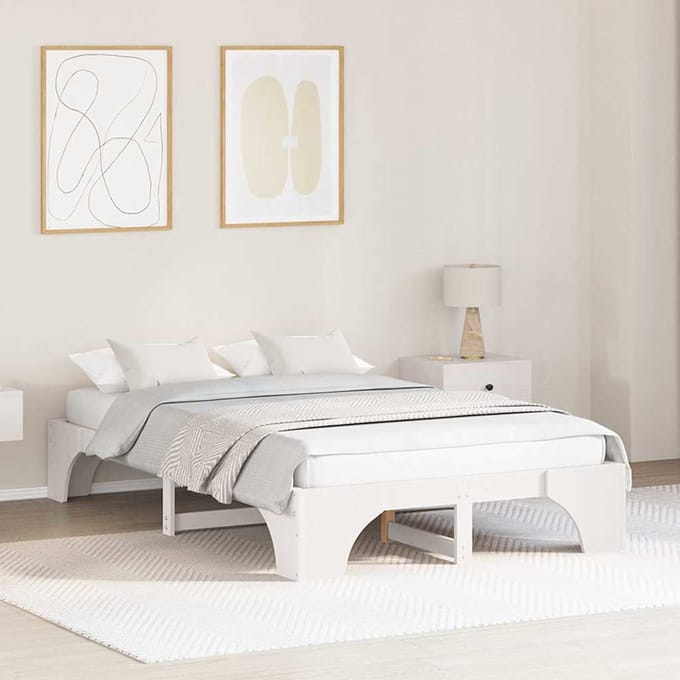 vidaXL - Bedframe - Wit - 140 - x - 190 - cm - Massief - grenenhout