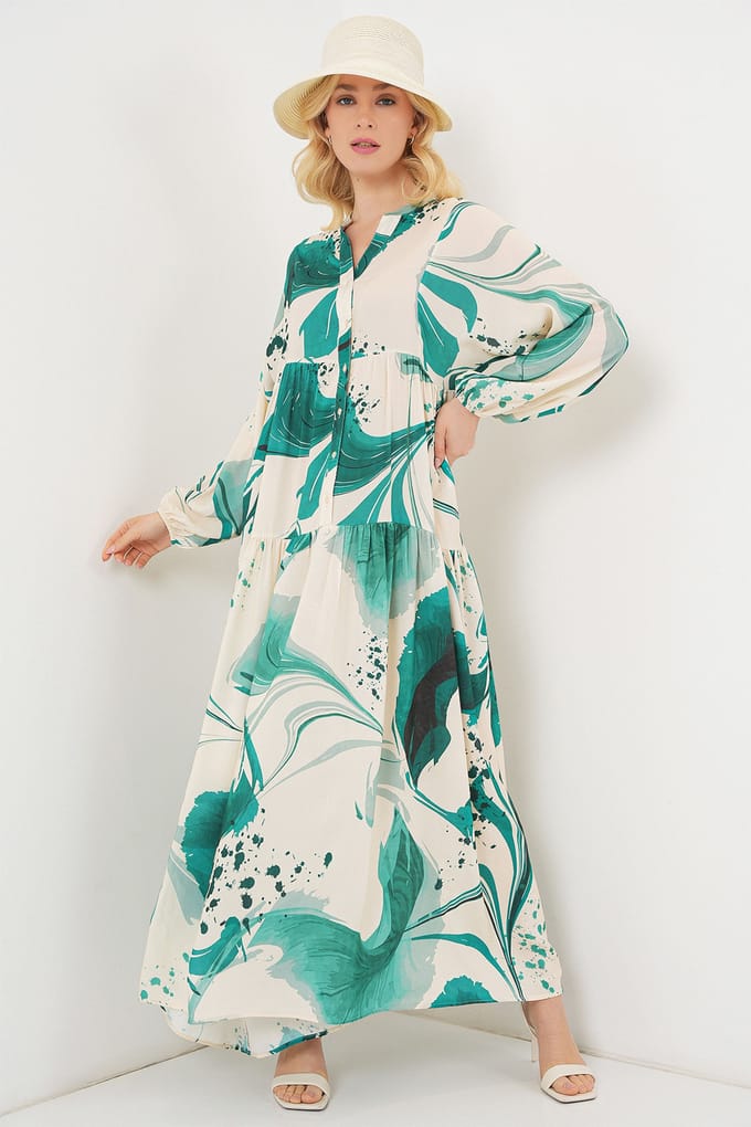 Gepubliceerd V-hals Maxi Jurk