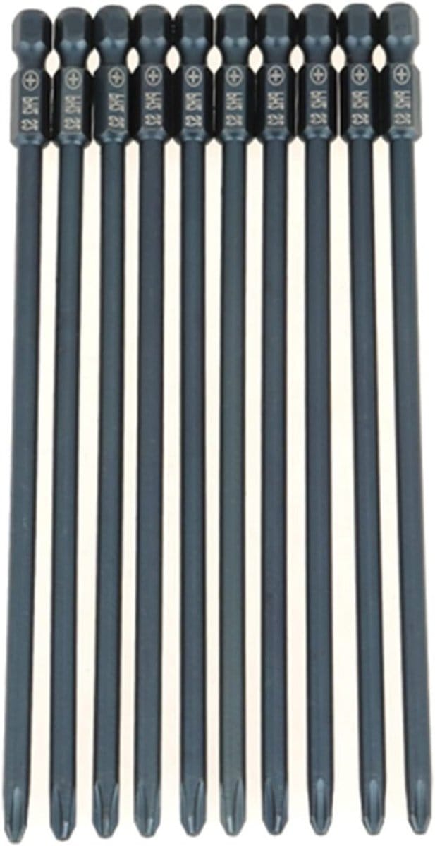 Set van 10 Lange Schroevendraaier Bits, Phillips PH2 Magnetische Bits met 1/4 Inch Hex Shank voor Precisiewerk en Klusprojecten
