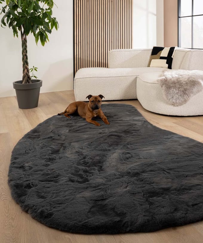 Fluffy vloerkleed organisch - Comfy Plus donkergrijs 80x122