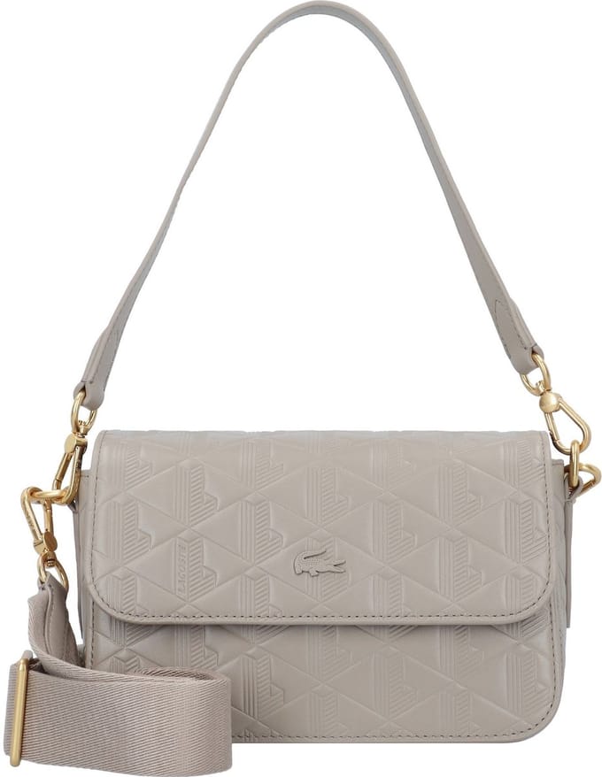 LACOSTE Leren Schoudertas Maheki Flap Crossover Bag Noir Zwart