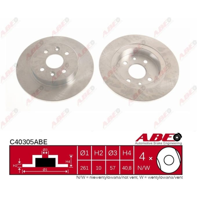 Remschijf ABE C40305 achter, volledig, 1 Stuk