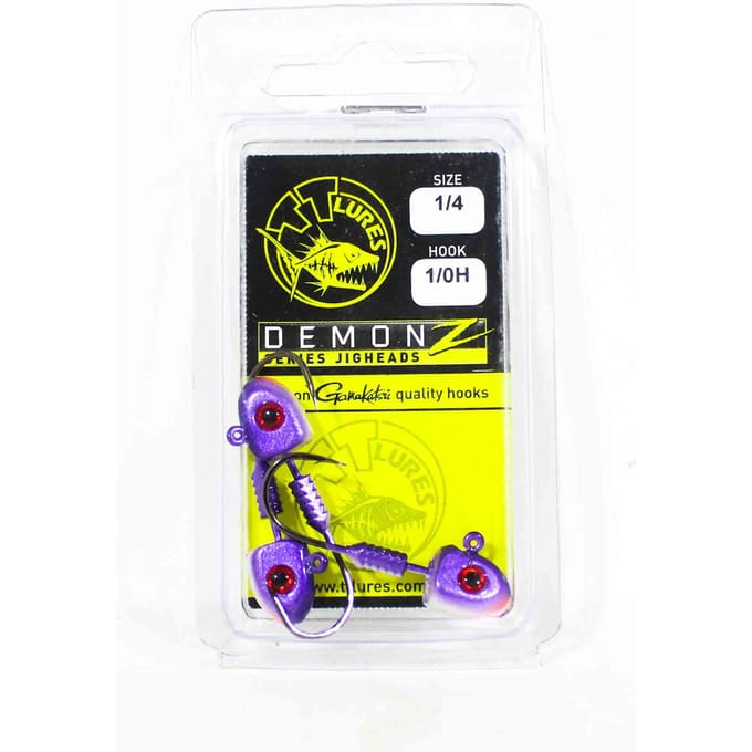 Tackle Tactics TT Demonz Jig Head 1/4oz 1/0H 3/pack Paarse Minnow (7525)