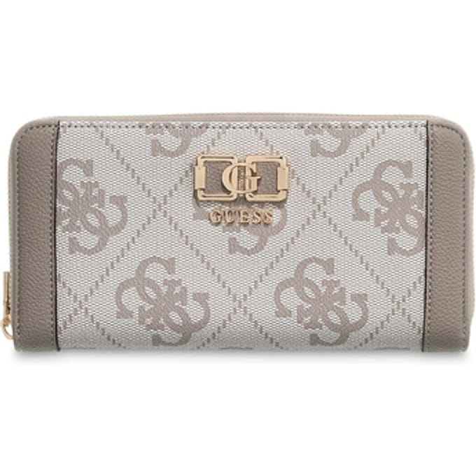 GUESS portemonnee Karnilla Logo Large Zip Around Wallet Dark Taupe Logo