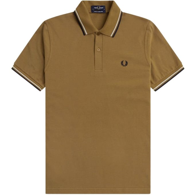Fred Perry Herenpoloshirt met dubbele kraag (Bruin)