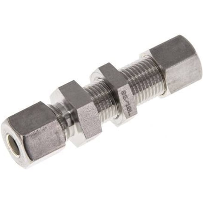 8S RVS Rechte Knelfitting Schotdoorvoer 500bar ISO 8434-1