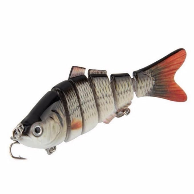 Visaas 5 Segmenten Crank 3D Ogen Visvorm Tackle Haak 1 stuks gray