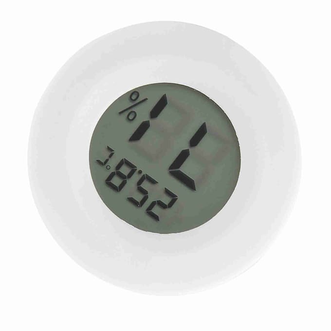 Mini thermomètre hygromètre numérique LCD de forme ronde pour reptiles blanc