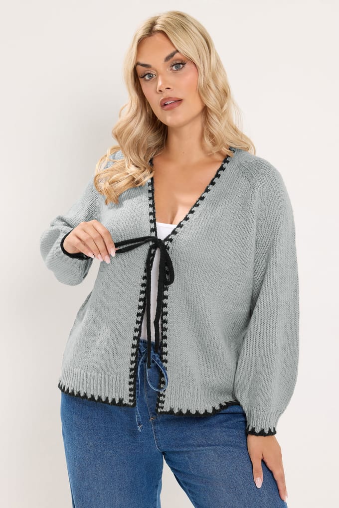 Yours Grijs Vest Met Strik Aan De Voorkant Size 50-52