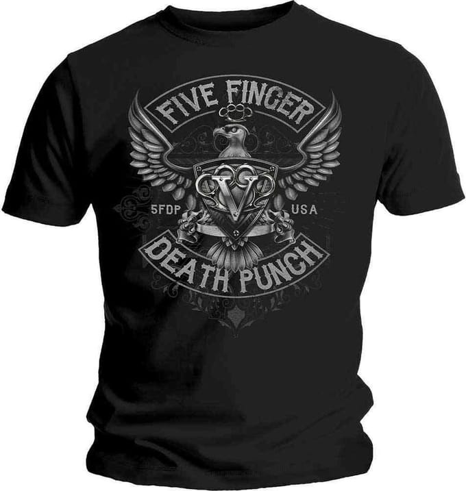 Five Finger Death Punch Heren Tshirt -2XL- Howe Eagle Crest Zwart