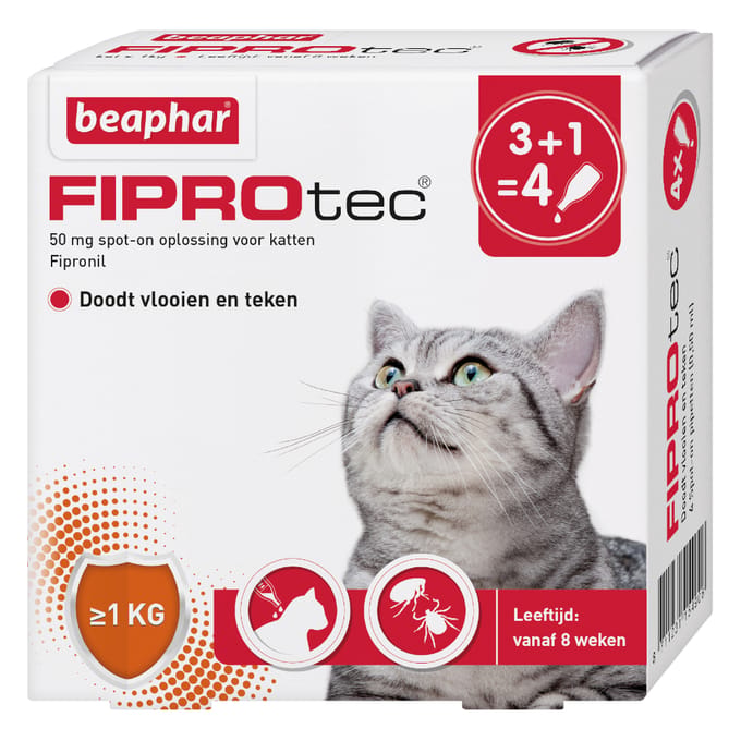 Beaphar Fiprotec Kat - Vlooienbestrijding -  >1 kg -  4 Pipetten