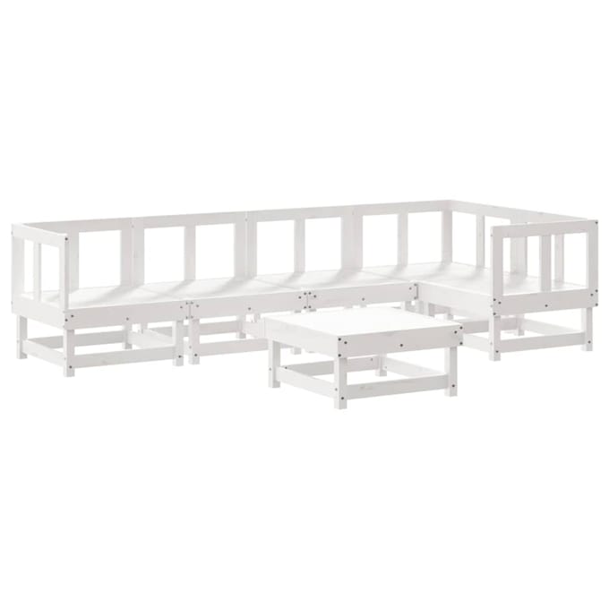 vidaXL - 6-delige - Loungeset - met - kussens - massief - hout - wit