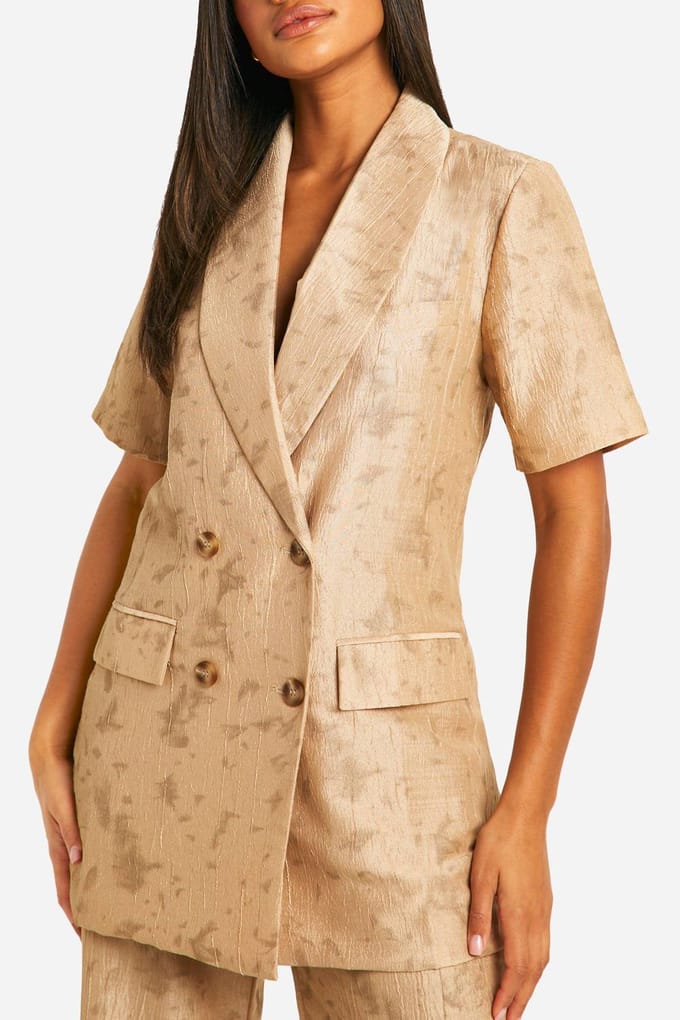 boohoo Dames Tie-dye getextureerde losse pasvorm blazer | Steen | Maat: 34