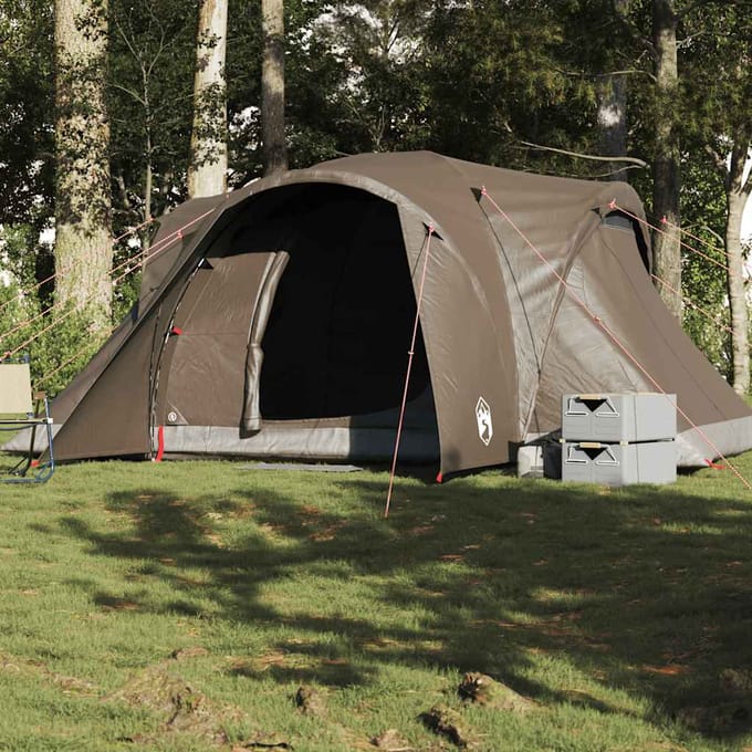 Vidaxl Tente Familiale, 6 Personnes, Marron, Vert, Imperméable