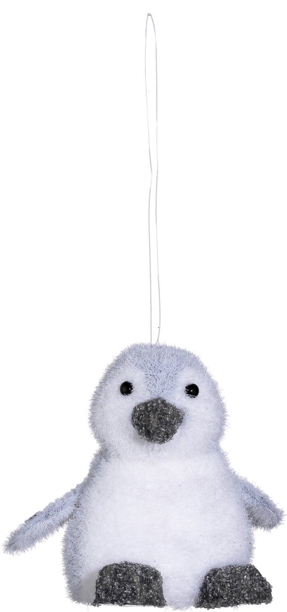 JJA - Pinguïn kerstboomhanger 11 cm met zilveren pailletten