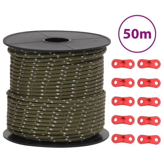 vidaXL - Tentscheerlijn - met - reflecterende - strips - en - spanners - 50 - m - 4 - mm