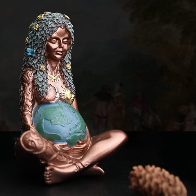 Aarde Moeder Godin Beeld Moeder Aarde Godin Gaia Beeld Handgeschilderd Hars Kunst Ambacht Moeders L gray