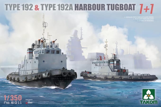 Takom Modelbouwpakket Militaire voertuigen - 6011 Type 192 - 192A Harbour Tugboat - 2 Sleepboten Plastic - 1:350 - Modelbouw