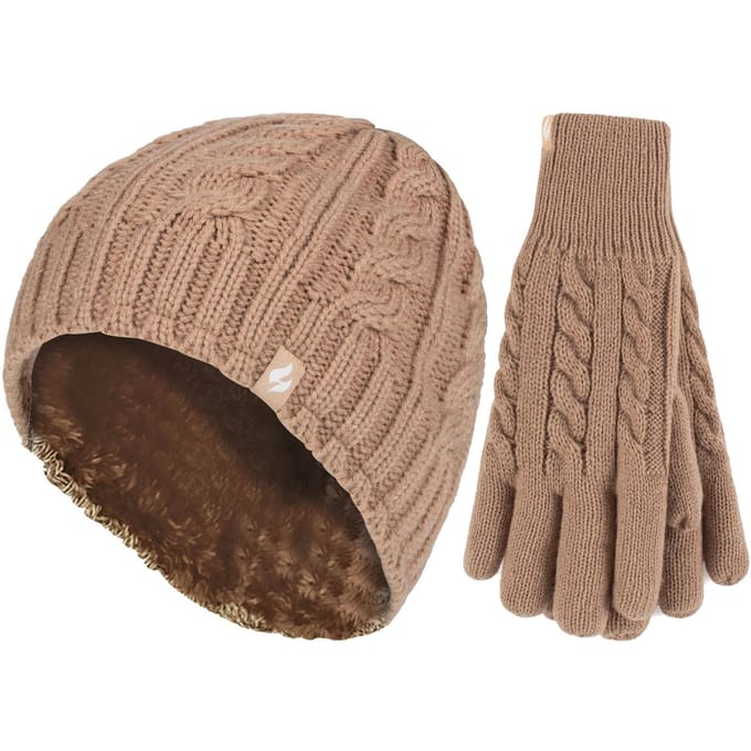 Dames Fleece Gevoerde Thermische Muts & Handschoenen Set voor de Winter