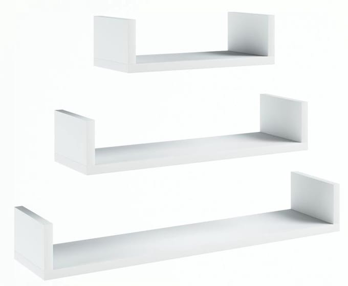 Meble Exclusive EX3 - Hangende Wandplank - Groot - Wit - Set van 3