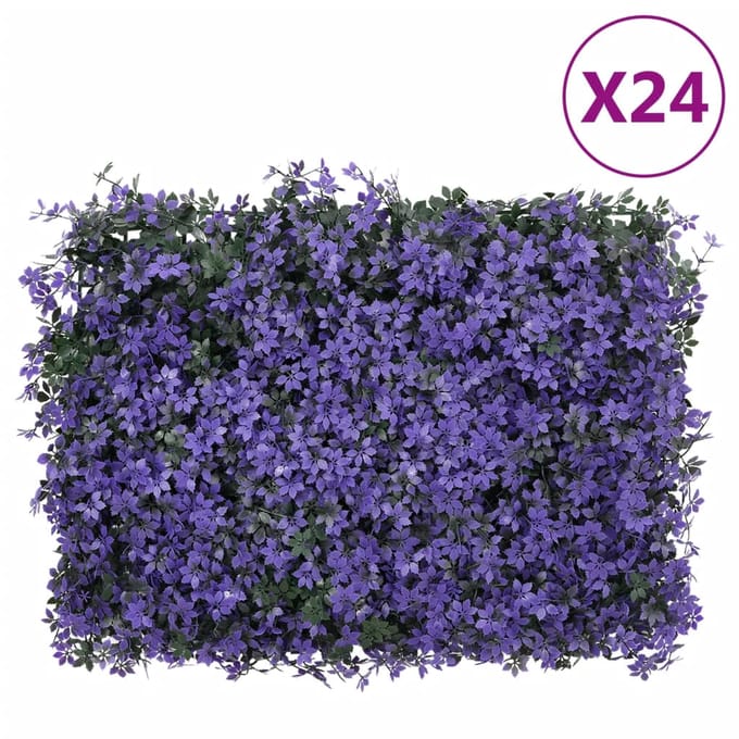 vidaXL - Hek - met - kunstbladeren 24 - st - 40x60 - cm - paars