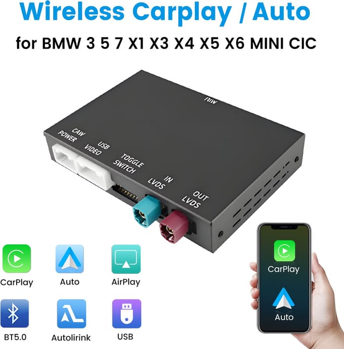Autoradio Draadloze Carplay Android Auto Interface Module Geschikt Voor BMW 1 2 3 4 5 7 X1 X3 X4 X5 X6 MINI BMW CIC-systeem