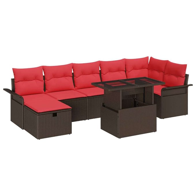 vidaXL - Tuinbank - Set - 8 - st - Bruin - poly - rattan