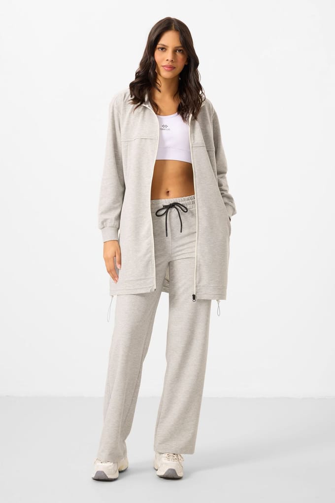 Dames Katoenmix Sweatshirt en Brede Pantalon Set