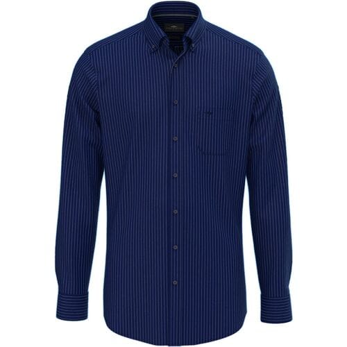 Fynch-Hatton Overhemd Button Down Fine Flanel Stripe Navy / male