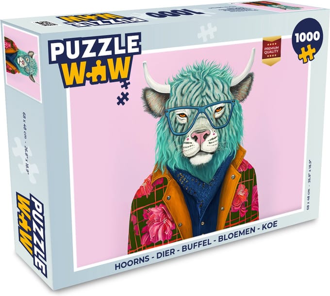 Puzzel Hoorns - Dier - Buffel - Bloemen - Koe - Legpuzzel - Puzzel 1000 stukjes volwassenen